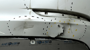 Tesla Model 3 18 rear bare bumper - white, for parking sensors, torn, dented, scratches, broken mount