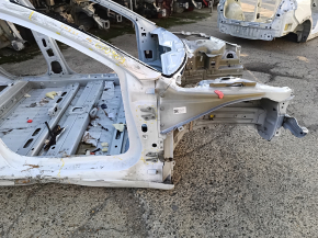 Tesla Model 3 18 front right quarter - on the body, iron panel, white, dented threshold, dented hinge fasteners