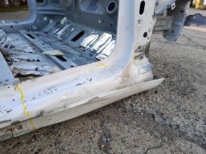 Tesla Model 3 18 front right quarter - on the body, iron panel, white, dented threshold, dented hinge fasteners