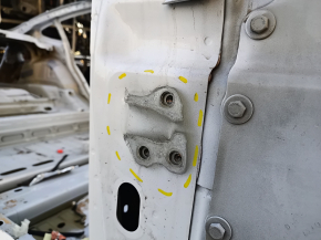 Tesla Model 3 18 front right quarter - on the body, iron panel, white, dented threshold, dented hinge fasteners