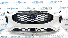 Front bumper assembly Ford Escape MK4 23- St-line, without parking sensors and automatic parking, under radar, white, with radiator grille, emblem and fasteners, scratches, dents on the lip, broken fa