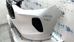 Front bumper assembly Ford Escape MK4 23- St-line, without parking sensors and automatic parking, under radar, white, with radiator grille, emblem and fasteners, scratches, dents on the lip, broken fa