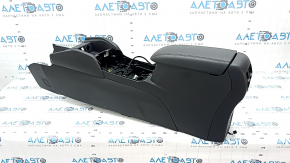 Central console armrest Ford Escape MK4 23- black, armrest leather black with red stitching, with rear row deflector, scratches, for cleaning