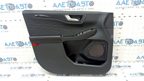 Door trim card front left Ford Escape MK4 23- black, St-line, armrest leather black with red stitching, molding black gloss carbon