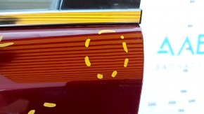 Door assembly front left Lexus ES300h ES350 13-18 keyless, red 3R1, bumps, paint chips, bump on molding