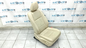 Passenger seat Lexus ES300h ES350 13-18 without airbag, electric, beige leather, heating, ventilation, worn, dented, cracked, dry-cleaned, scratches