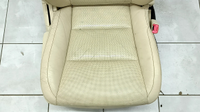 Passenger seat Lexus ES300h ES350 13-18 without airbag, electric, beige leather, heating, ventilation, worn, dented, cracked, dry-cleaned, scratches