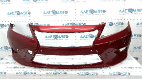 Bare front bumper Lexus ES300h ES350 13-15 pre-rest, for parking sensors, red, broken fasteners, pressed, scratches, non-factory holes