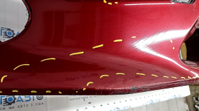 Bare front bumper Lexus ES300h ES350 13-15 pre-rest, for parking sensors, red, broken fasteners, pressed, scratches, non-factory holes