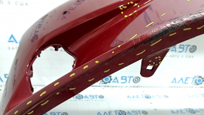 Bare front bumper Lexus ES300h ES350 13-15 pre-rest, for parking sensors, red, broken fasteners, pressed, scratches, non-factory holes