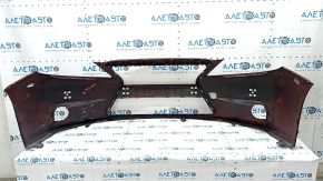 Bare front bumper Lexus ES300h ES350 13-15 pre-rest, for parking sensors, red, broken fasteners, pressed, scratches, non-factory holes