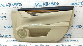 Door trim card front right Lexus ES300h ES350 13-18 beige with black insert leather, armrest beige leather, molding for light wood, leather defect, for cleaning