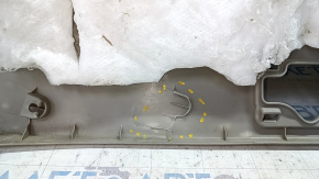 Lower trunk door trim Toyota Prius V 12-17 gray, no lower plug, scratches, broken fastener, whitened plastic