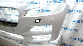 Bare front bumper Jaguar F-Pace X761 17-20 for 4 parking sensors and headlight washers, white, scratches