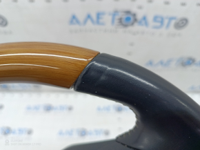 Steering wheel assembly Lexus ES300h ES350 13-15 pre-rest, black leather, light wood, without heating, worn, scratches