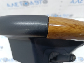 Steering wheel assembly Lexus ES300h ES350 13-15 pre-rest, black leather, light wood, without heating, worn, scratches
