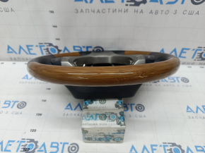 Steering wheel assembly Lexus ES300h ES350 13-15 pre-rest, black leather, light wood, without heating, worn, scratches