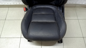 Driver's seat Jaguar F-Pace X761 17-20 without airbag, electric, heating, ventilation, perforation, black leather, brown stitching, tears, cracks in the leather