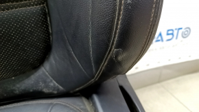 Driver's seat Jaguar F-Pace X761 17-20 without airbag, electric, heating, ventilation, perforation, black leather, brown stitching, tears, cracks in the leather