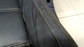 Driver's seat Jaguar F-Pace X761 17-20 without airbag, electric, heating, ventilation, perforation, black leather, brown stitching, tears, cracks in the leather