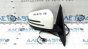 Side mirror right Mercedes GLA 15-20 7+4 pins, without auto-fold, turn signal, white, cracks in turn signal glass
