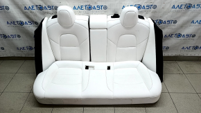Back row of seats 2nd row Tesla Model 3 18 - white leather, heated, dented leather, needs cleaning
