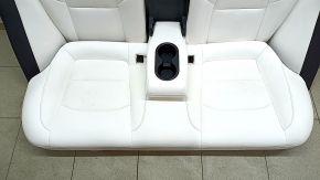 Back row of seats 2nd row Tesla Model 3 18 - white leather, heated, dented leather, needs cleaning