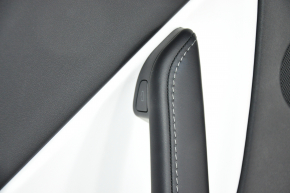 Door trim card rear left Tesla Model Y 20- leather black with white type 2, with speaker, with suede insert, with window lift control, with door opening button