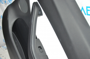 Door trim card rear right Tesla Model Y 20 - leather black with white type 2, with backlight, matte overlays, with speaker, with suede insert, with window lift control, with door opening button