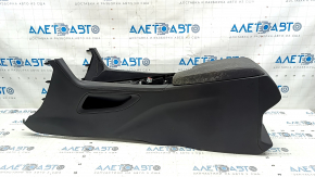 Central console armrest Jaguar F-Pace X761 17-20 black, leather, brown stitching, for rear row heating, scratches, for dry cleaning