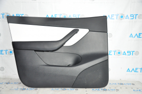 Door trim card front left Tesla Model Y 20 - leather black with white type 2, with backlight, matte lining, with suede insert with window lift control with door opening button