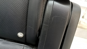 Left rear seat Mazda CX-9 16 - black leather, mechanical, perforated, scratches, worn, needs cleaning