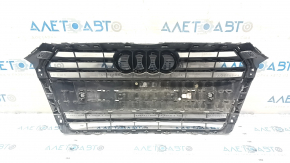 Radiator grille assembly Audi A4 B9 17-19 with emblem, for parking sensors, light chrome, sand, without plug, pressed