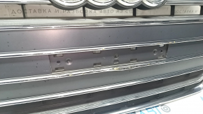 Radiator grille assembly Audi A4 B9 17-19 with emblem, for parking sensors, light chrome, sand, without plug, pressed