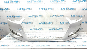 Bare front bumper Audi A4 B9 17-19 without washers, for 4 parking sensors, white LY9C, pressed, scratches, broken fastenings