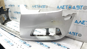 Bare front bumper Audi A4 B9 17-19 without washers, for 4 parking sensors, white LY9C, pressed, scratches, broken fastenings