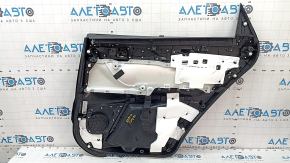 Door trim card rear left Mazda CX-9 16- BOSE, with curtain, black with black insert leather, armrest black leather, gray molding structure, scratches, dent