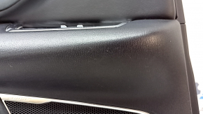 Door trim card rear left Mazda CX-9 16- BOSE, with curtain, black with black insert leather, armrest black leather, gray molding structure, scratches, dent