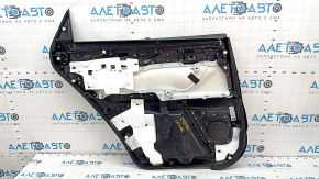 Door trim card rear right Mazda CX-9 16- BOSE, with curtain, black with black insert leather, armrest black leather, gray molding structure, scratches, dent