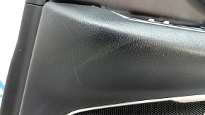 Door trim card rear right Mazda CX-9 16- BOSE, with curtain, black with black insert leather, armrest black leather, gray molding structure, scratches, dent
