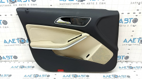 Door trim card front left Mercedes GLA 15-20 black leather, beige leather insert, leather armrest, chrome insert, scratches, dry-cleanable