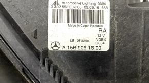 Headlight front right bare Mercedes GLA 15-17 halogen, broken glass and reflectors, broken mount