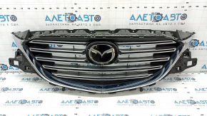 Radiator grill grill Mazda CX-9 16- with emblem, under radar, with chrome inserts, under podium, pokes, sand