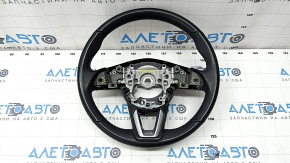 Naked steering wheel Mazda CX-9 16 - without heating, with chrome insert, leather, black, scratches, torn fasteners