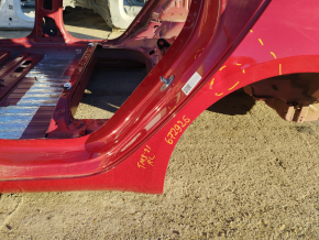 Tesla Model 3 21 rear wing left sunset on body, red PPMR, bumps, dented