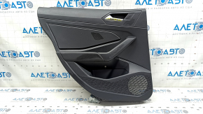 Door trim card rear left VW Jetta 19- black with black insert plastic, armrest black leather, under the tweeter, scuffs