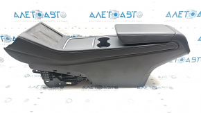 Central console armrest and cup holders Tesla Model 3 21- leather black, without wiring, scratch, broken fastening