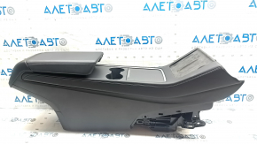Central console armrest and cup holders Tesla Model 3 21- leather black, without wiring, scratch, broken fastening