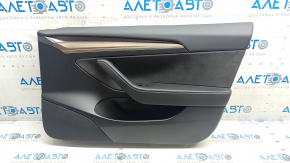 Door trim card front right Tesla Model 3 21 - black leather, wood, with window lift control and door opening button