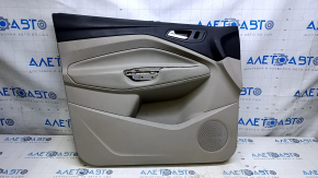 Door trim card front left Ford C-max MK2 13-18 beige with beige insert plastic, armrest beige leather, scratches, for cleaning